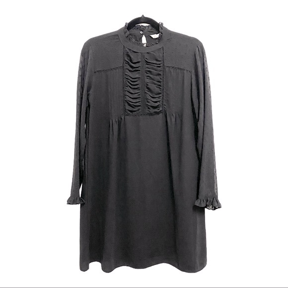 Zara Dresses Zara Black Ruffle Front Long Sleeve Dress Poshmark
